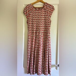 Tory Burch silk cap-sleeve summer dress with pleated skirt